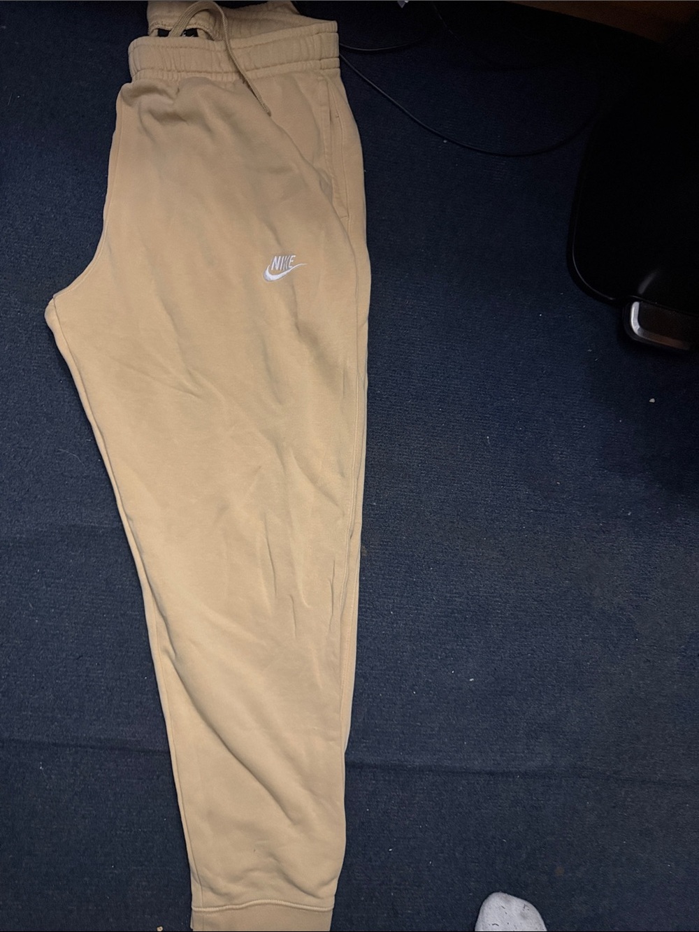 Nike Kids Tan/Cream Jogger Sweatpants with White Swoosh